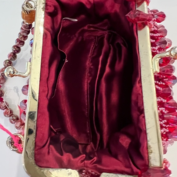 NEW Lily Scott hand beaded red evening bag with beaded strap. - Picture 6 of 7